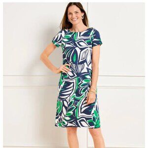 NWT Talbots Nantucket Slub Short Sleeve Shift Dress - Expressive Palms Womens 2X